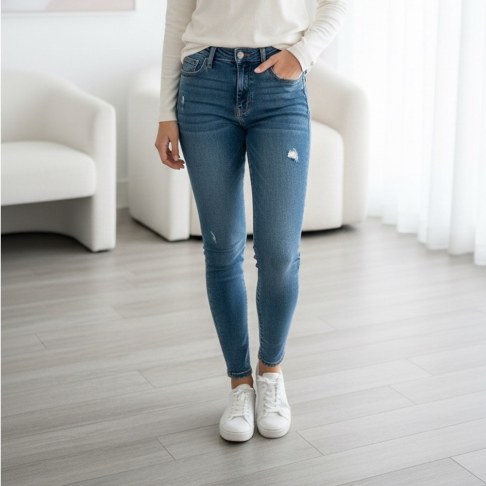 Aeropostale HIGH RISE JEGGING Dark Blue Distressed Skinny Jeans